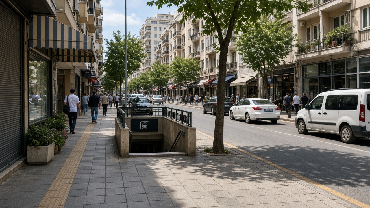 Bornova çarşı caddesinde metro girişi